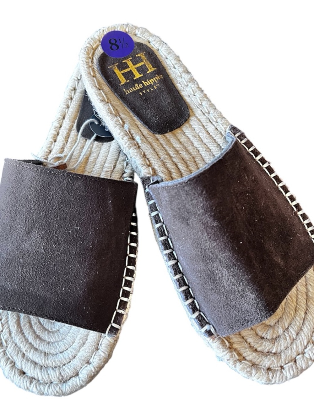 Haute Hippie Brown Suede Slide Espadrille Sandals Size 8 1/2 NWOB